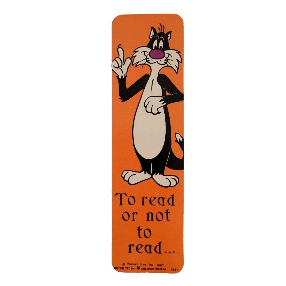 Vintage 80s Sylvester Cat Bookmark old Looney Tunes 1987 Warner One Stop Posters